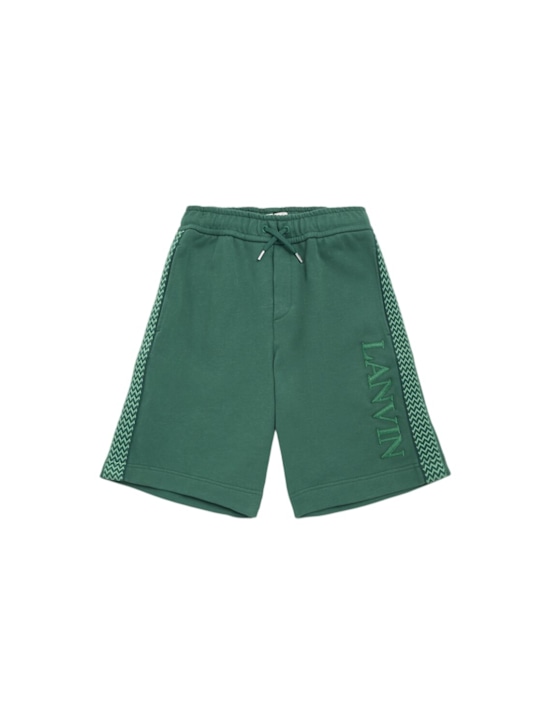 Lanvin: Embroidered cotton sweat shorts - kids-girls_0 | Luisa Via Roma