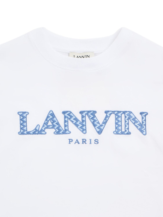 Lanvin: Embroidered cotton jersey t-shirt - Beyaz - kids-boys_1 | Luisa Via Roma
