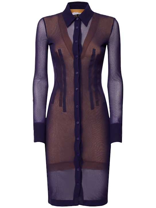 Stretch tulle mini shirt dress - Thumbnail 1