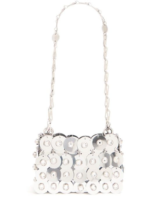Rabanne: Nano 1969 embroidered shoulder bag - Silver - women_0 | Luisa Via Roma
