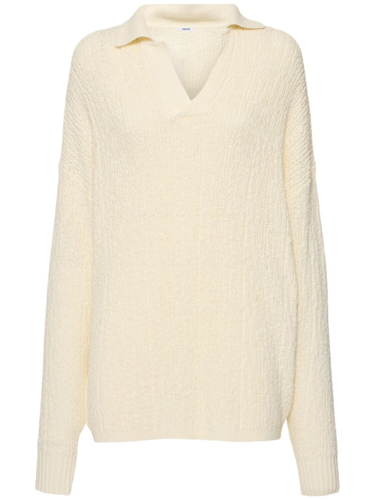 ASPESI: Cotton long sleeved polo top - women_0 | Luisa Via Roma