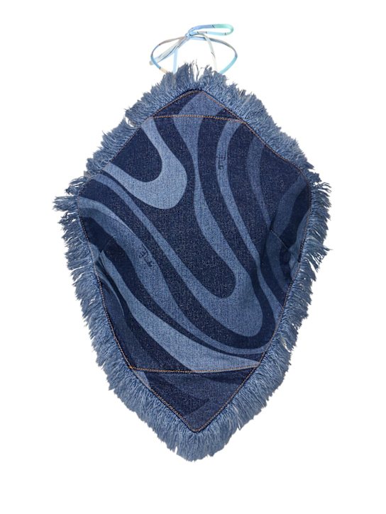 Pucci: Marmo print stretch denim halter top - women_0 | Luisa Via Roma