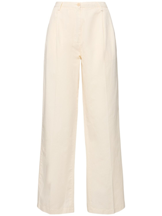 ASPESI: Pantaloni larghi in lino e cotone - Avorio - women_0 | Luisa Via Roma