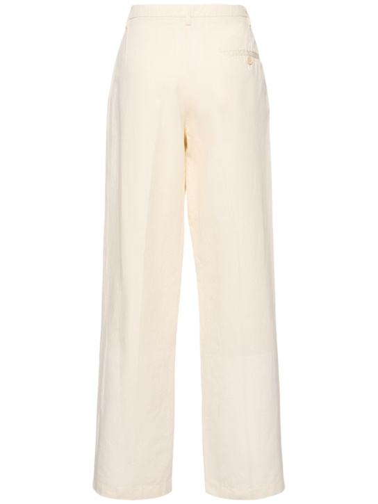 ASPESI: Pantaloni larghi in lino e cotone - Avorio - women_3 | Luisa Via Roma