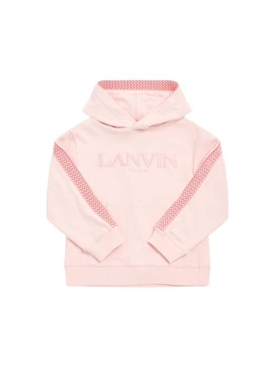 Lanvin: Logo棉质法式毛圈织物连帽卫衣 - kids-girls_0 | Luisa Via Roma
