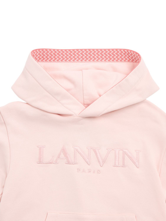 Lanvin: Logo棉质法式毛圈织物连帽卫衣 - kids-girls_1 | Luisa Via Roma