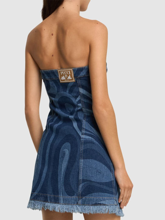 Pucci: Marmo印花弹力牛仔迷你连衣裙 - 蓝色/多色 - women_2 | Luisa Via Roma