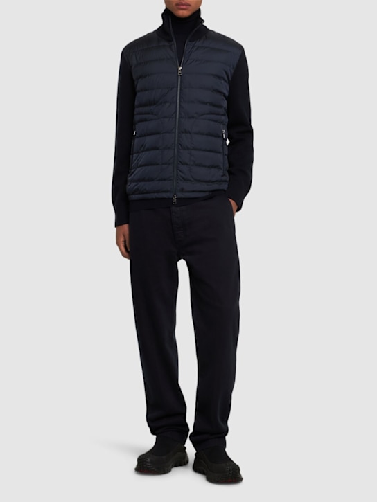 Moncler: Wool blend tricot down jacket - men_1 | Luisa Via Roma