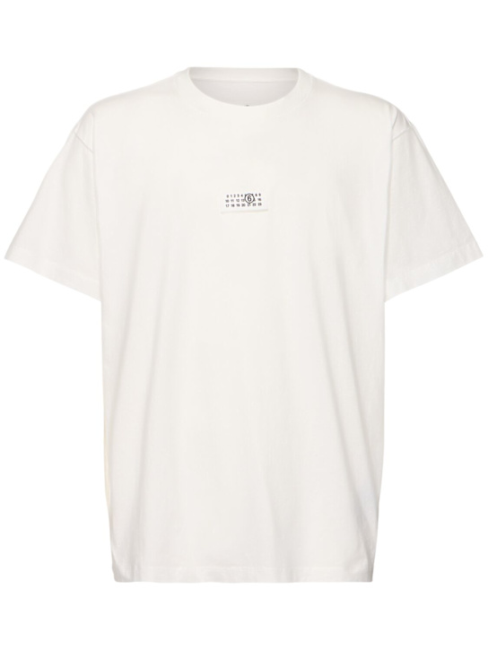 MM6 Maison Margiela: Logo cotton jersey t-shirt - men_0 | Luisa Via Roma