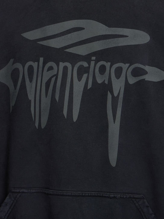 Balenciaga: 3D liquified effect cotton hoodie - Washed Black - men_4 | Luisa Via Roma