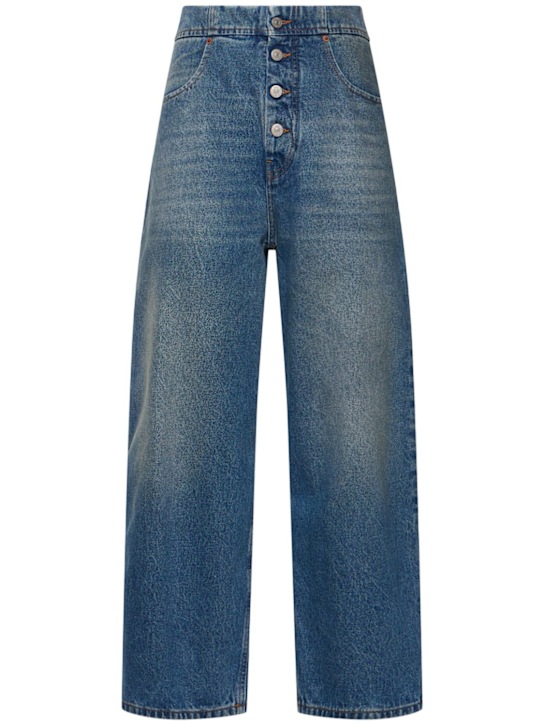 MM6 Maison Margiela: Rihanna high rise cotton denim jeans - Light Blue - women_0 | Luisa Via Roma