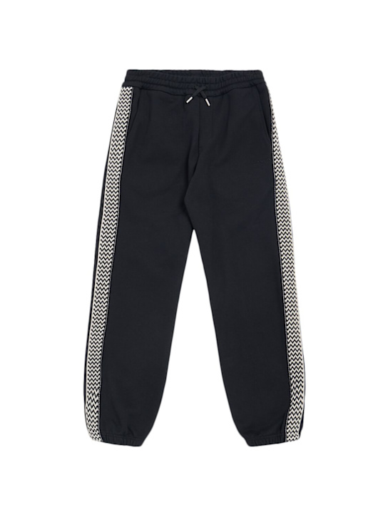 Lanvin: Embroidered cotton sweatpants - Black - kids-boys_0 | Luisa Via Roma