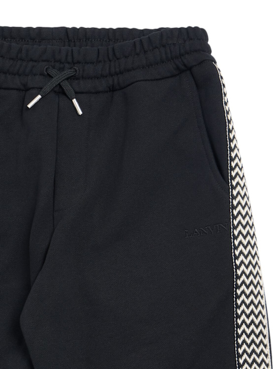 Lanvin: Embroidered cotton sweatpants - Black - kids-boys_1 | Luisa Via Roma