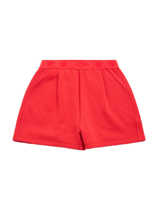 Kenzo Kids: コットンスウェットショートパンツ - レッド - kids-girls_0 | Luisa Via Roma
