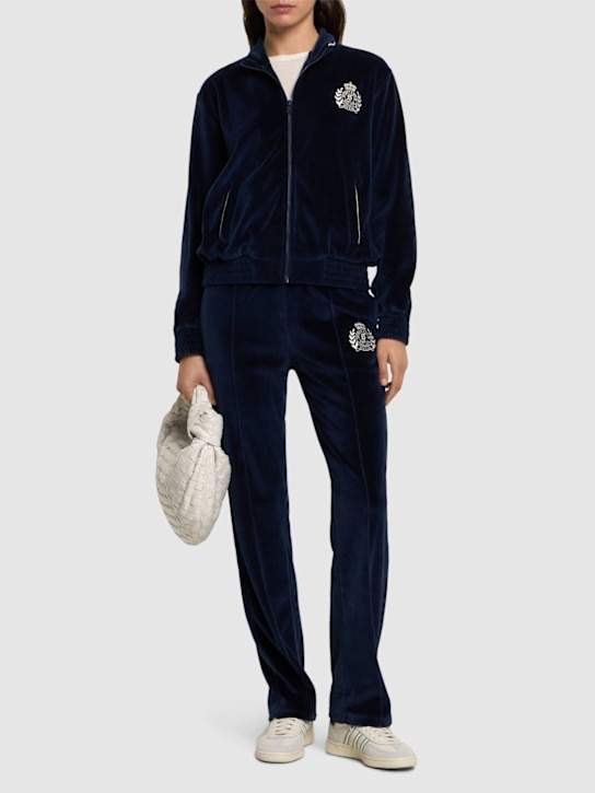 Sporty & Rich: NY Crest velour track jacket - women_1 | Luisa Via Roma