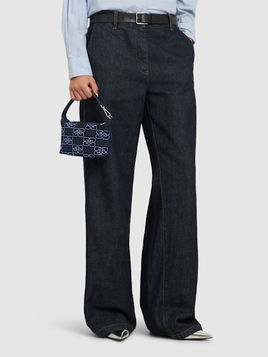 GANNI: Small Butterfly recycled denim pouch - women_1 | Luisa Via Roma