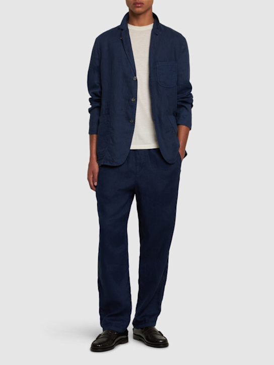 ASPESI: Garment-dyed lightweight linen pants - Blue - men_1 | Luisa Via Roma