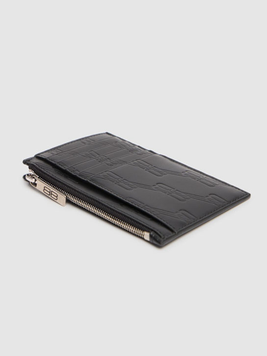 Balenciaga: BB monogram embossed card holder - Black - men_2 | Luisa Via Roma
