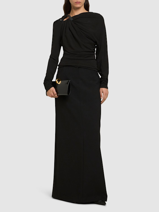Draped fluid jersey long sleeve top - Thumbnail 2