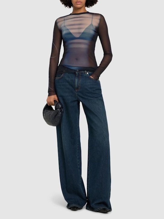 Jean Paul Gaultier: Le Mâle printed mesh top - Navy/Multi - women_1 | Luisa Via Roma