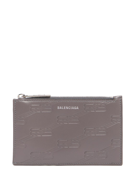 Balenciaga: Portafoglio in pelle BB monogram - Grigio Scuro - men_0 | Luisa Via Roma
