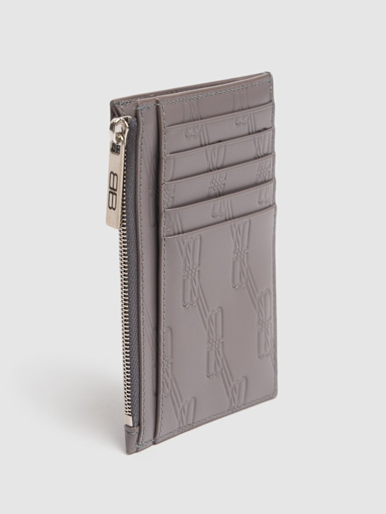 Balenciaga: Portafoglio in pelle BB monogram - Grigio Scuro - men_1 | Luisa Via Roma