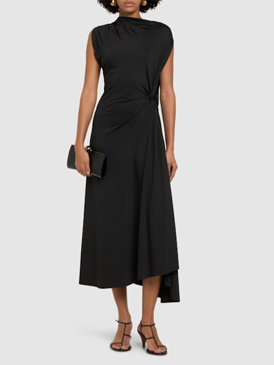 Asymmetric fluid drape midi dress - Thumbnail 2