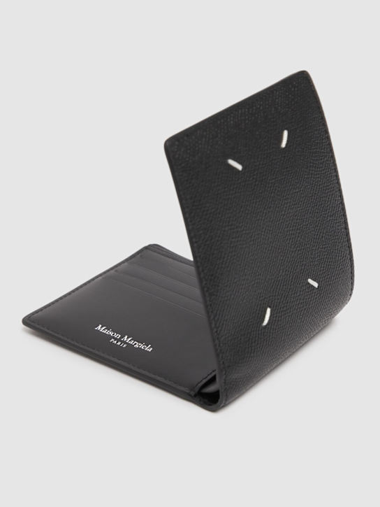 Maison Margiela: Logo grainy leather billfold wallet - men_1 | Luisa Via Roma