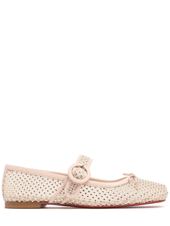 Christian Louboutin: 10mm Mamastrapitina mesh flats - Off White - women_0 | Luisa Via Roma