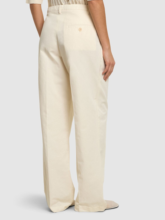 ASPESI: Pantaloni larghi in lino e cotone - Avorio - women_2 | Luisa Via Roma
