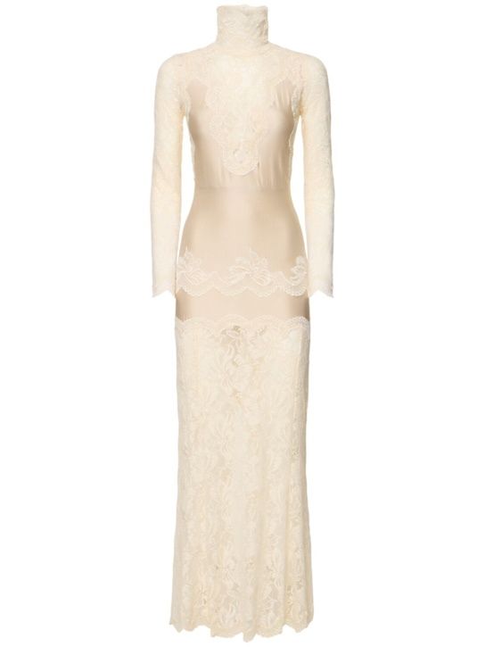 Rabanne: Vestido largo de encaje - Blanco - women_0 | Luisa Via Roma