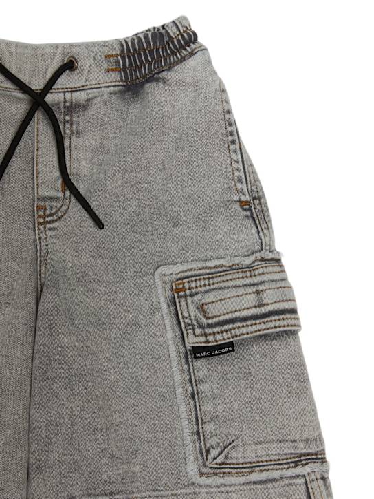 Marc Jacobs: Cotton blend denim cargo shorts - Black - kids-boys_1 | Luisa Via Roma