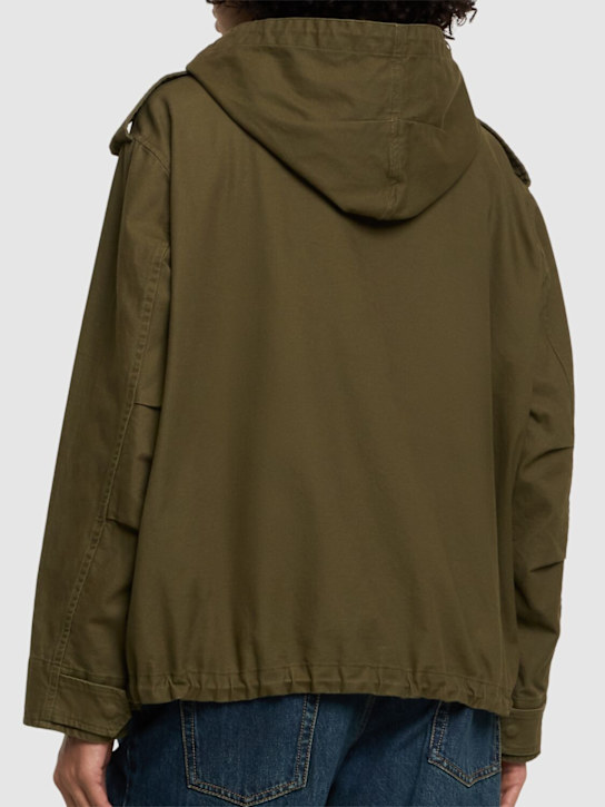 ASPESI: 弹力棉质帆布夹克 - Military Green - women_3 | Luisa Via Roma