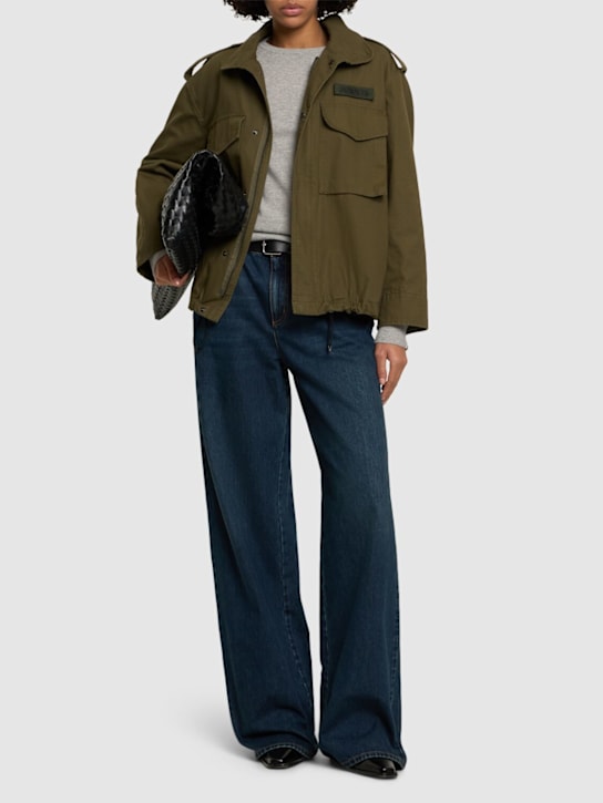 ASPESI: 弹力棉质帆布夹克 - Military Green - women_1 | Luisa Via Roma