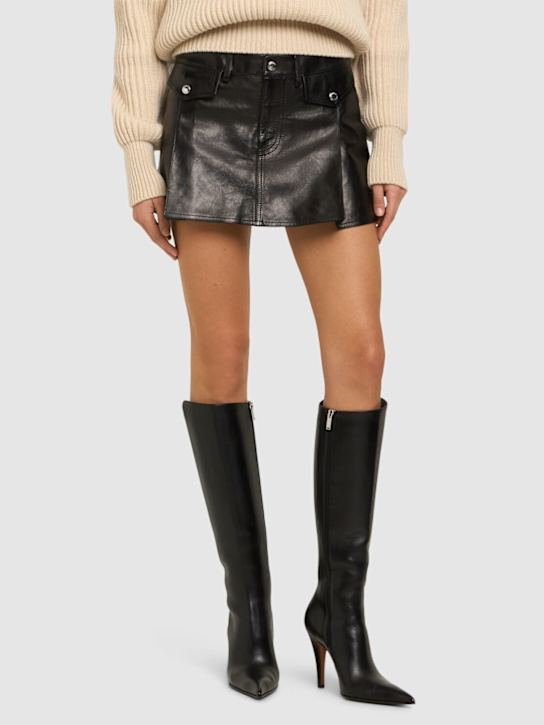 McQueen: Kniehohe Stiefel aus Leder - Schwarz - women_1 | Luisa Via Roma