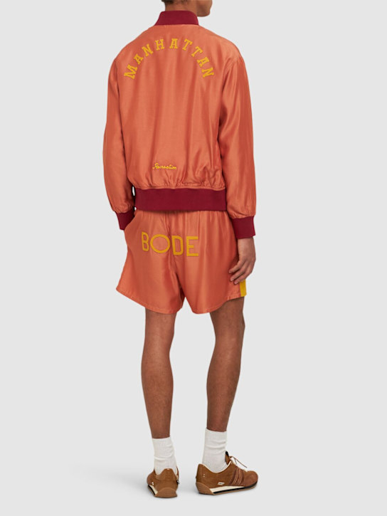 Bode: Satin field shorts - Orange/Pink - men_1 | Luisa Via Roma