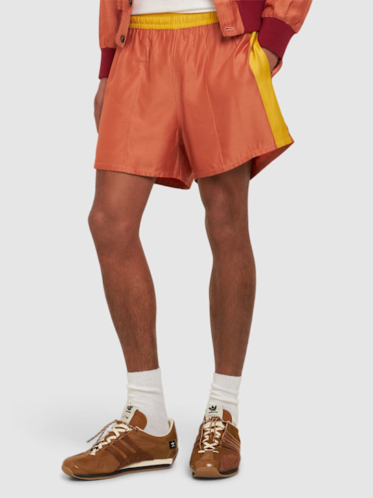 Bode: Satin field shorts - Orange/Pink - men_2 | Luisa Via Roma