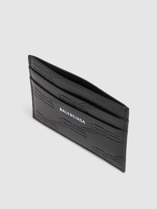 Balenciaga: BB monogram embossed card holder - Black - men_1 | Luisa Via Roma