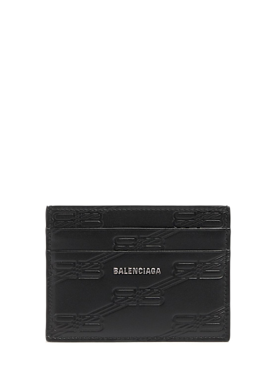 Balenciaga: BB monogram embossed card holder - Black - men_0 | Luisa Via Roma