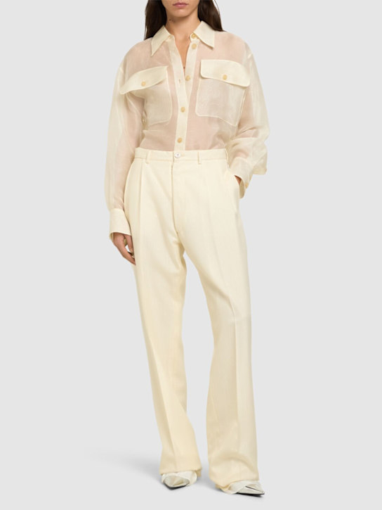 Maison Margiela: Mohair & silk high rise straight pants - women_1 | Luisa Via Roma