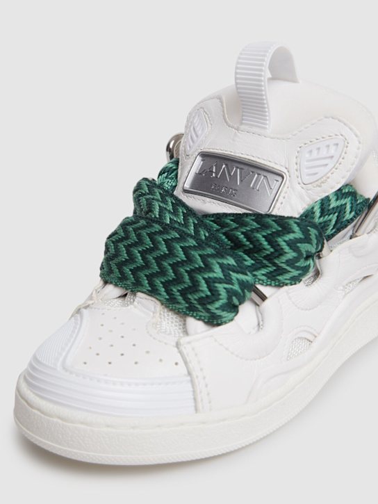 Lanvin: Curb leather lace-up sneakers - kids-boys_1 | Luisa Via Roma