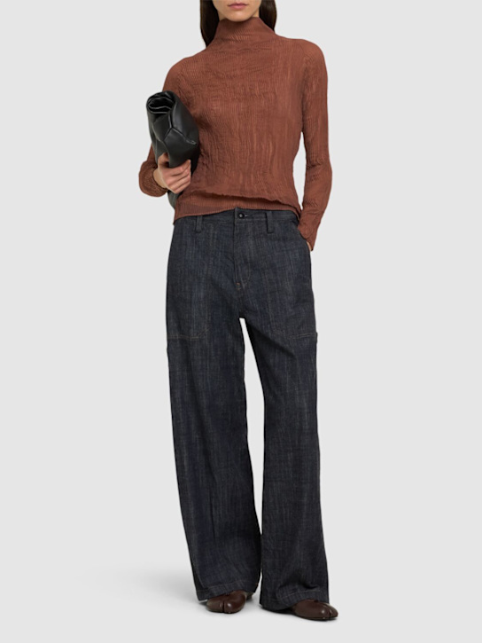 Yohji Yamamoto: Loose denim paneled ko-work pants - women_1 | Luisa Via Roma