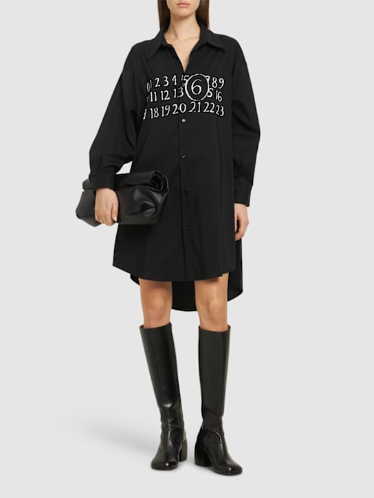 MM6 Maison Margiela: Logo cotton poplin mini dress - women_1 | Luisa Via Roma