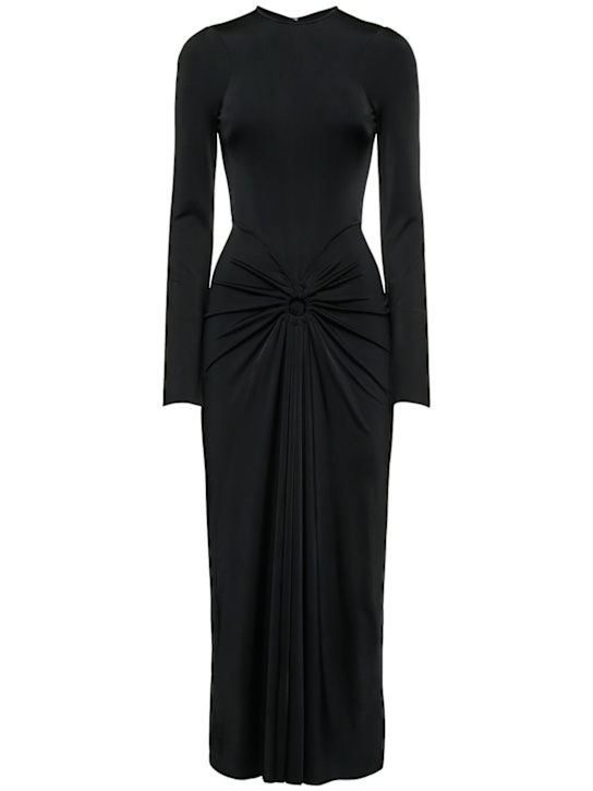 Gathered heavy shine jersey midi dress