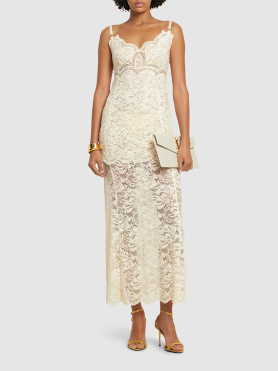Rabanne: Lace long dress - White - women_1 | Luisa Via Roma