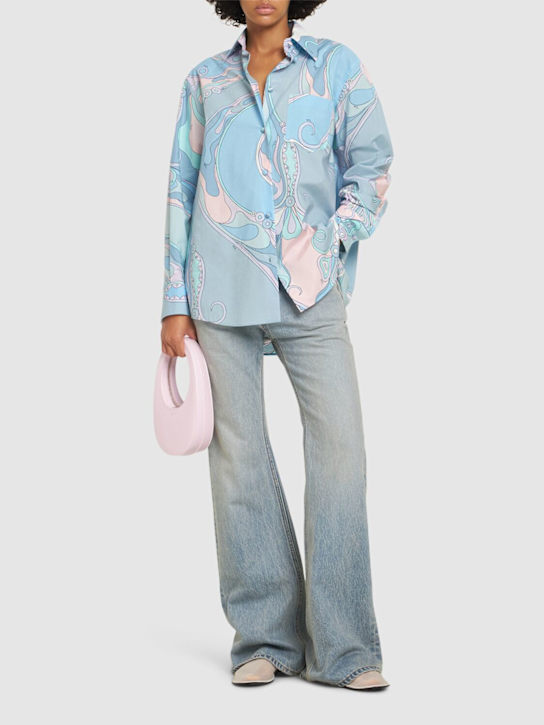 Pucci: Orchid print poplin shirt - Blue/Multi - women_1 | Luisa Via Roma
