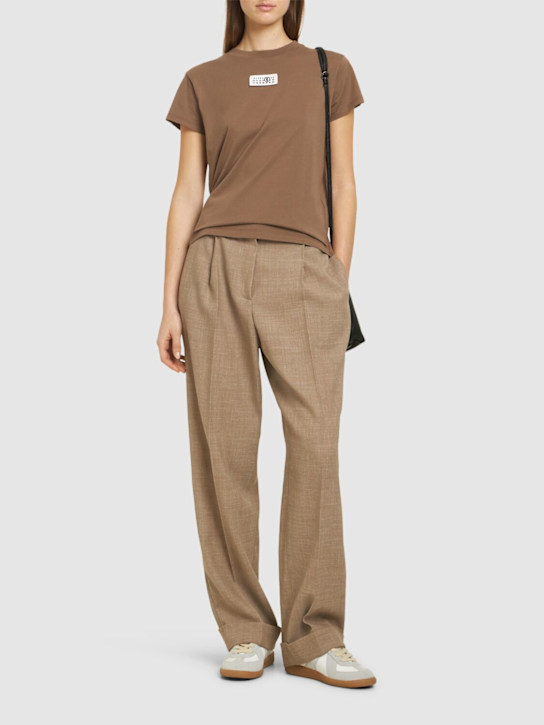 MM6 Maison Margiela: Logo cotton jersey t-shirt - women_1 | Luisa Via Roma