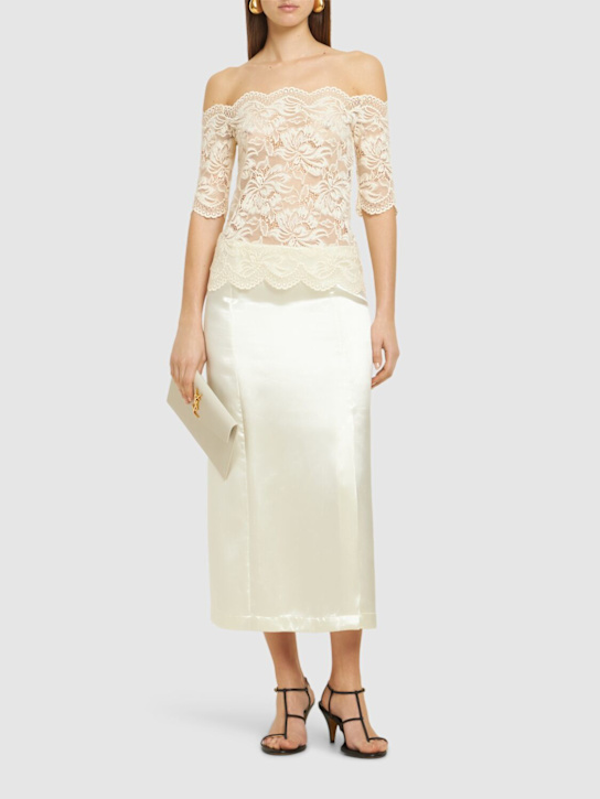 Rabanne: Off-the-shoulder lace top - Ivory - women_1 | Luisa Via Roma