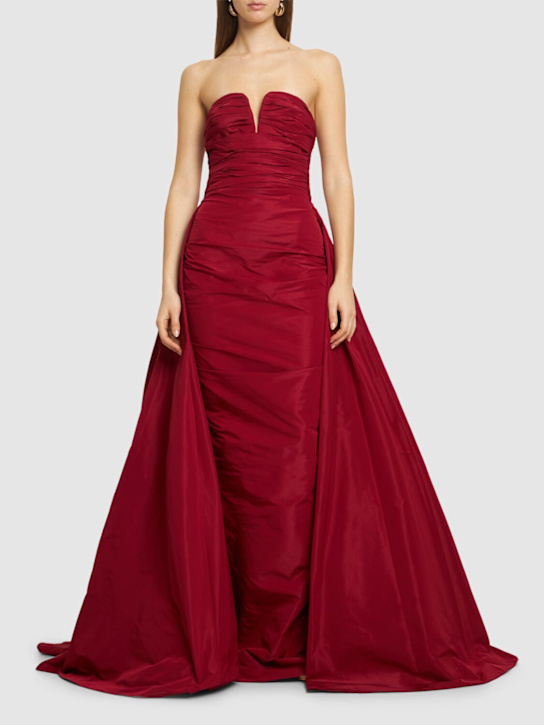 Zuhair Murad: Strapless faille long dress w/overskirt - women_1 | Luisa Via Roma