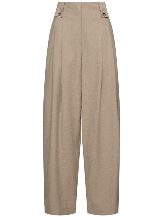 Nanushka: Jenci raw silk blend high waist pants - women_0 | Luisa Via Roma
